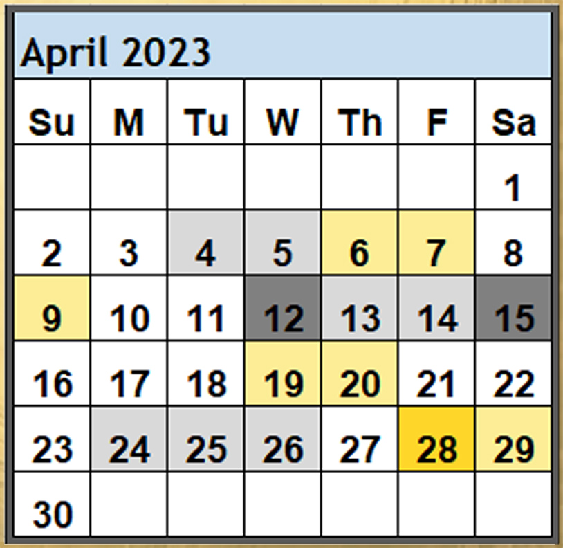 Magi Helena Best Worst Days April 2023 Scientific Multidimensional Astrology Astro-Calendar Astro Calendar