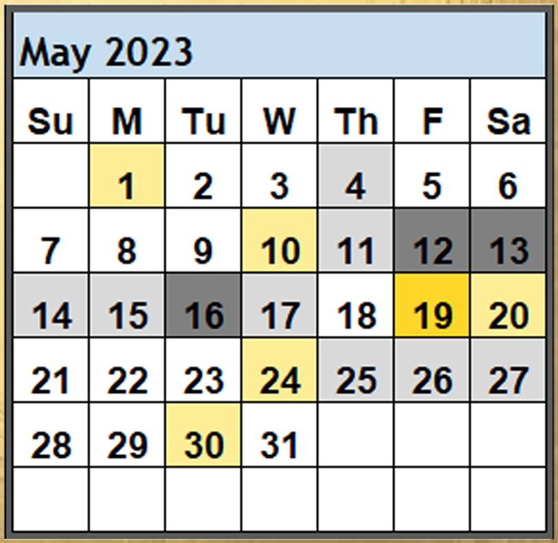 Magi Helena Best Worst Days May 2023 Scientific Multidimensional Astrology Astro-Calendar Astro Calendar