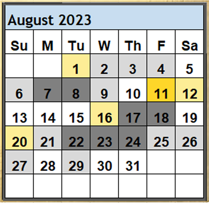Magi Helena Best Worst Days August 2023 Scientific Multidimensional Astrology Astro-Calendar Astro Calendar Timing Calendar