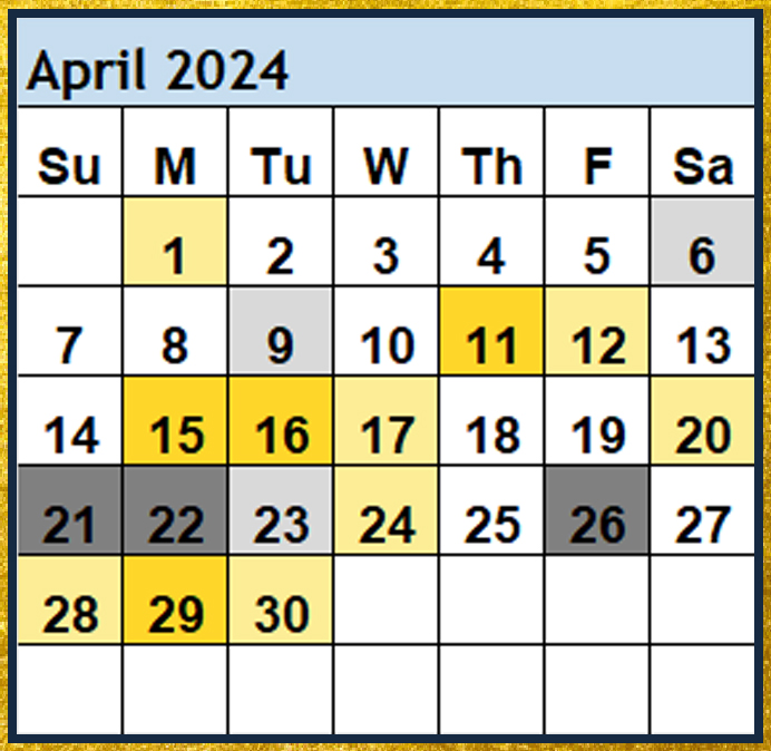 Magi Helena Best Worst Days April 2024 Scientific Multidimensional Astrology Astro-Calendar Astro Calendar Timing Calendar
