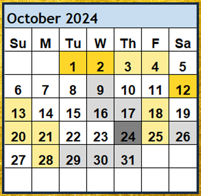 Magi Helena Best Worst Days Oct. October 2024 Win Days Fail Days Scientific Multidimensional Astrology Astro-Calendar Astro Calendar Timing Calendar